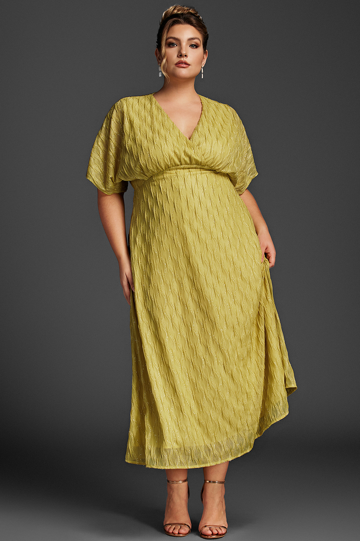 Curveins Plus Size Surplice Ruched Dress 