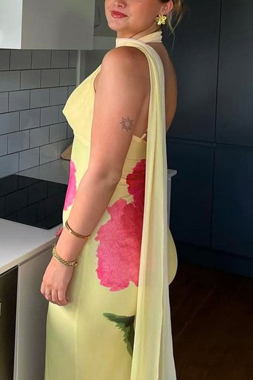 Rowangirl Högmidjad Slim-sittande Strumphållarklänning med Tryckt Design