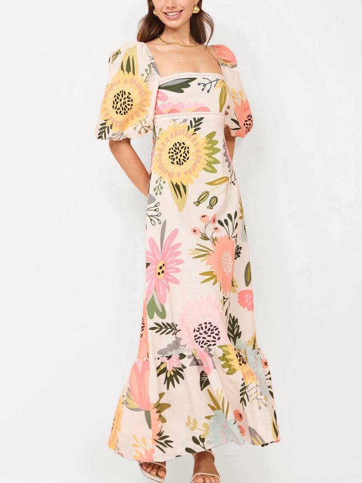 Boho Blommig Maxiklänning