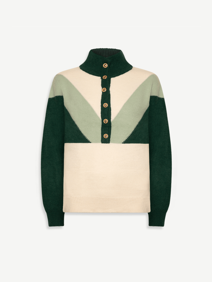 Green and Ecru Neve Sweater