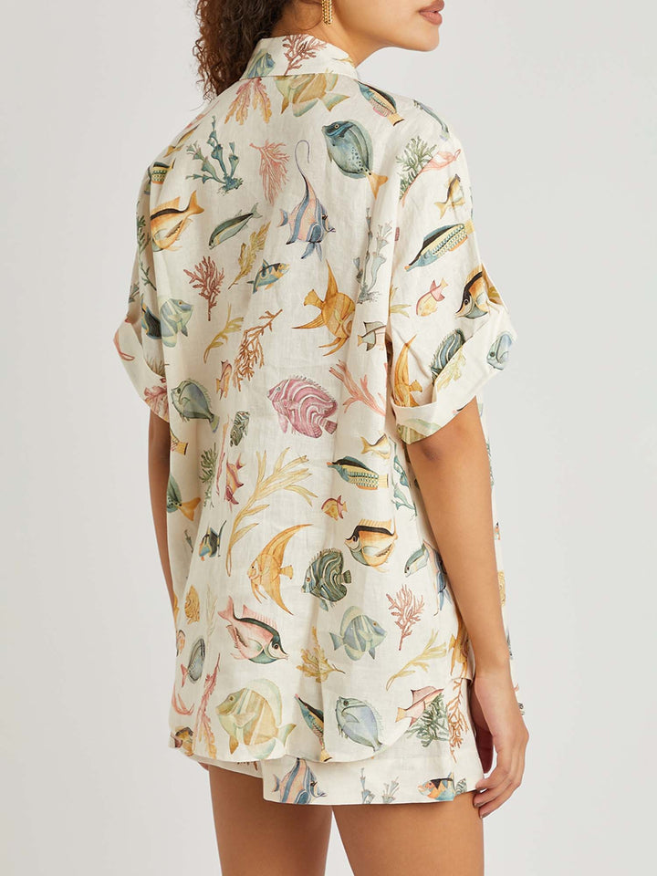 Coastal Breeze Relaxed Fit Skjorta &amp; Shorts Set