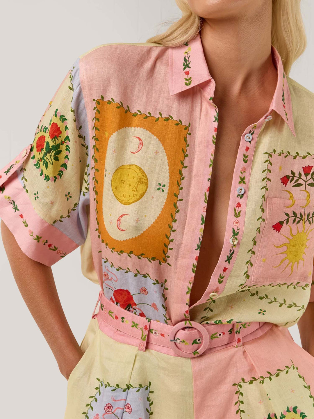 Citrus Garden Broderad Skjorta &amp; Shorts Set