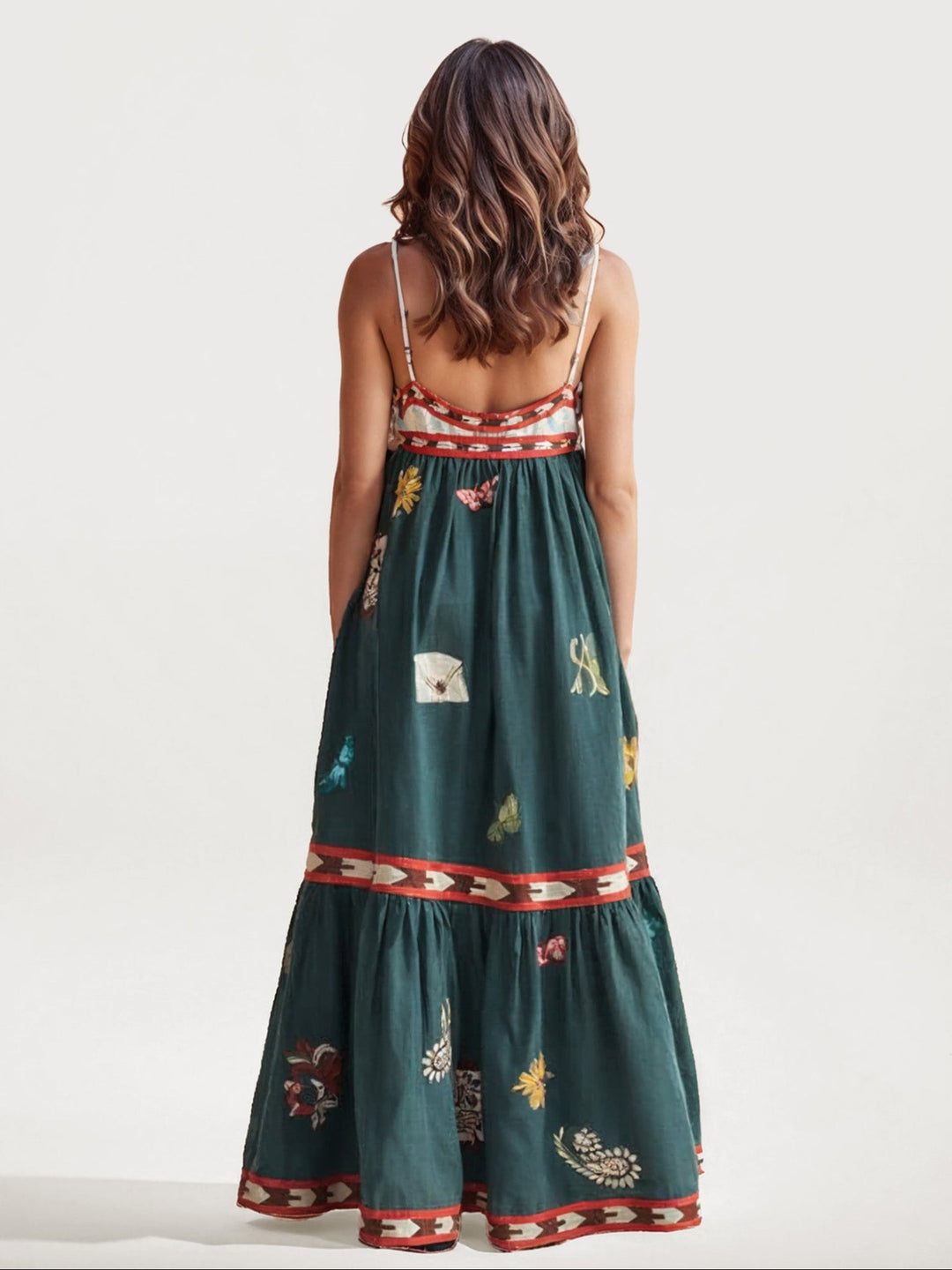 Boho Blommig Axelbandslös Maxiklänning