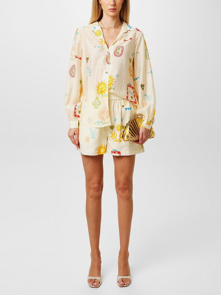 Sunlit Harmony Mönstrad Skjorta &amp; Shorts Set