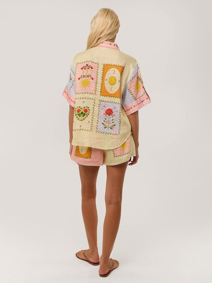 Citrus Garden Broderad Skjorta &amp; Shorts Set