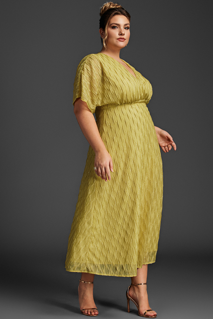Curveins Plus Size Surplice Ruched Dress 