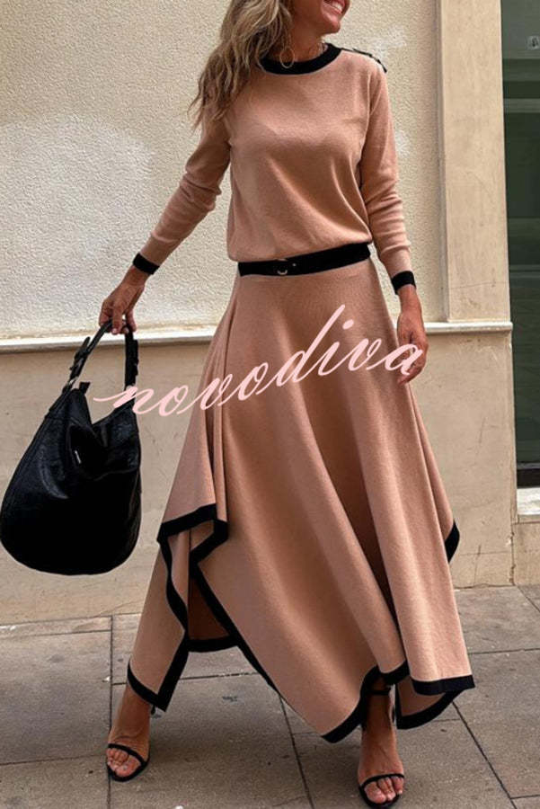 Kadie Färgblocksmaxikjol med resår i midjan och spänne