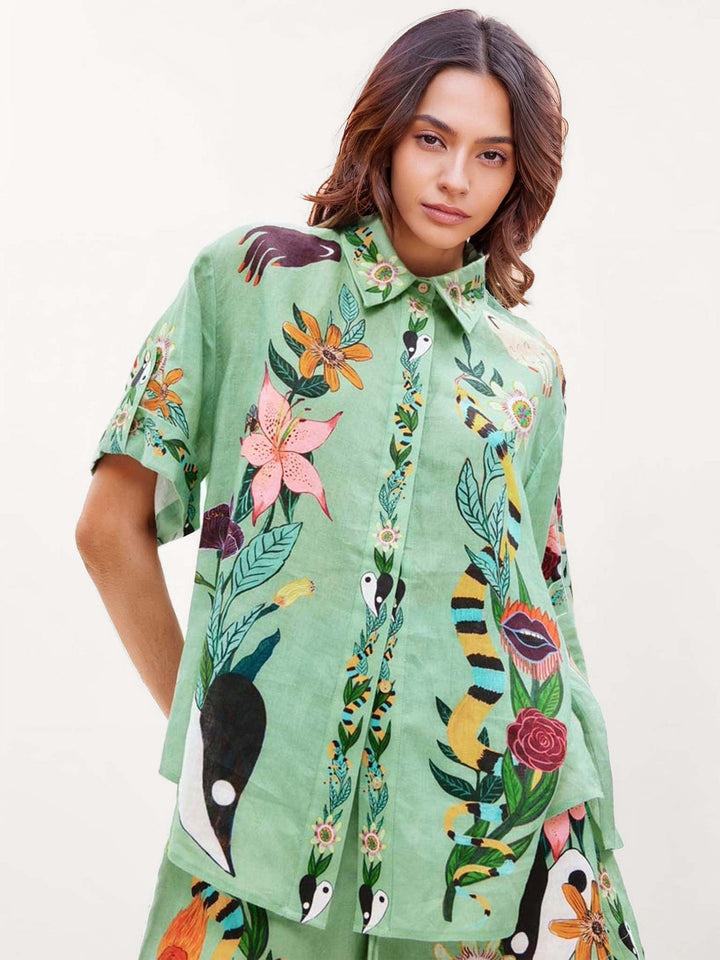Botanisk dröm broderad tvådelad set