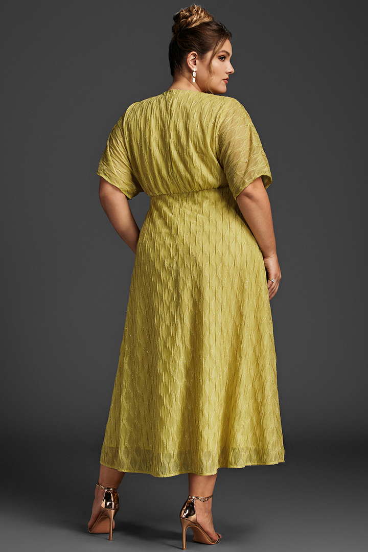 Curveins Plus Size Surplice Ruched Dress 