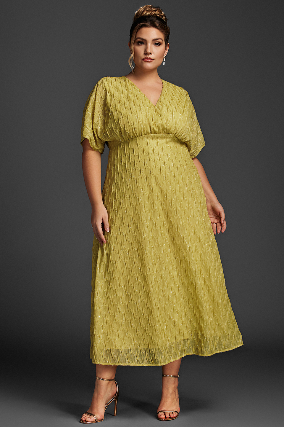 Curveins Plus Size Surplice Ruched Dress 
