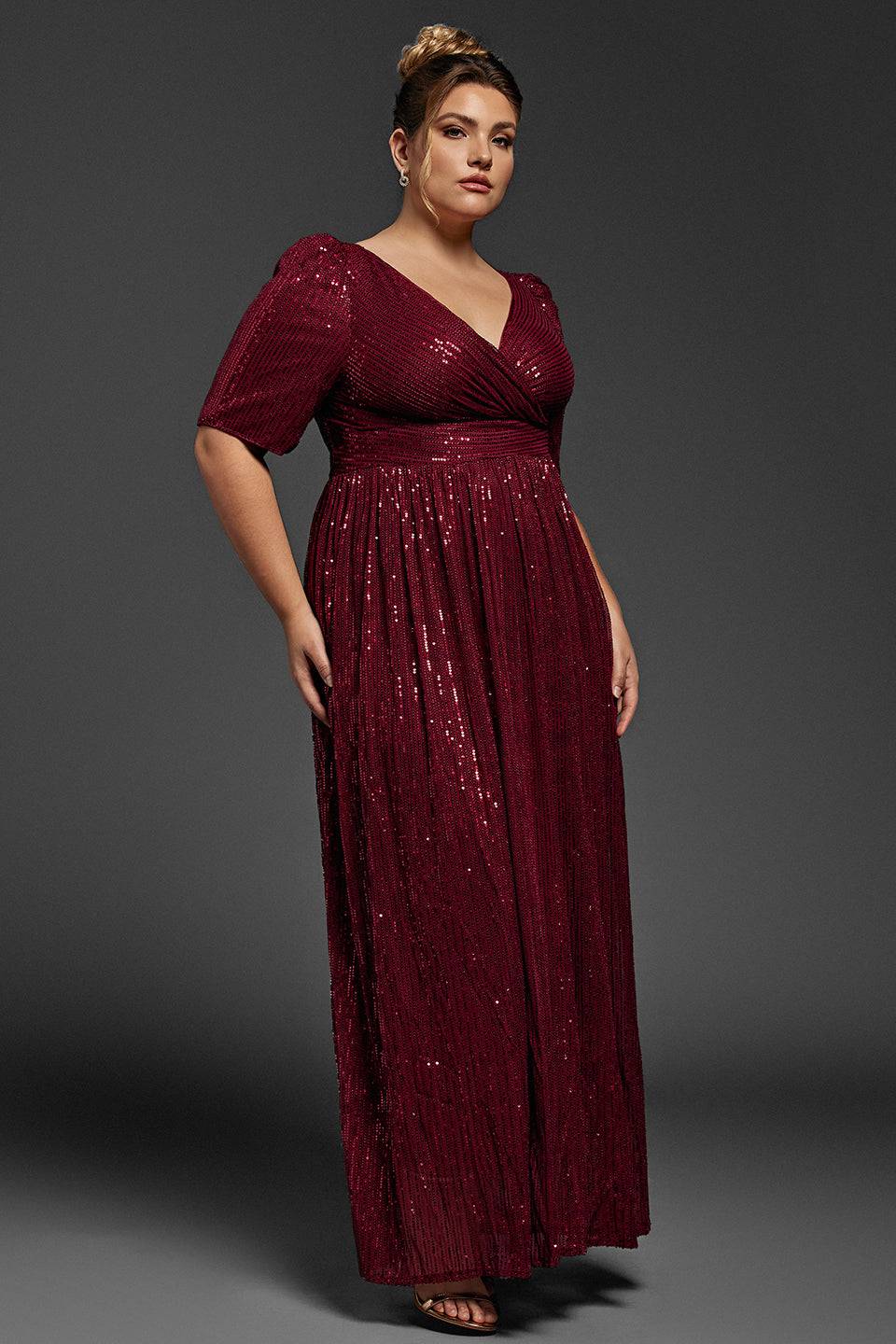 Curveins Plus Size Surplice Paljett Maxiklänning 