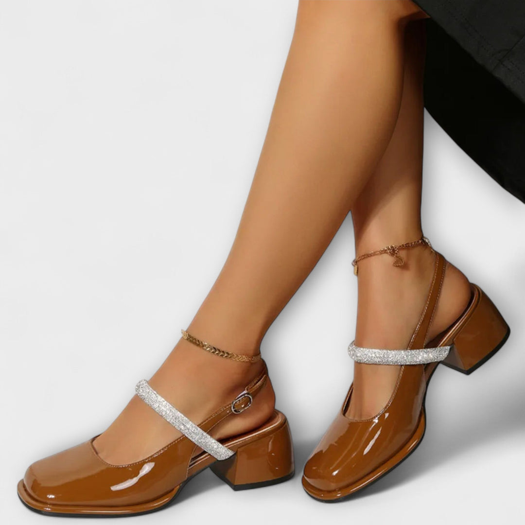 Celandra - Mary Janes met Glitterbandjes en Blokhak