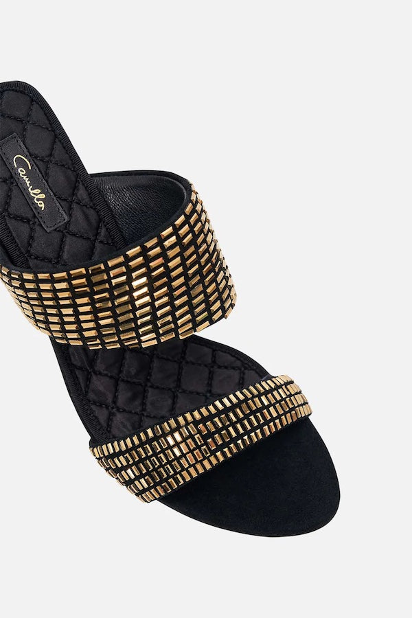 Camila ormskinnsmuff med blockklack 