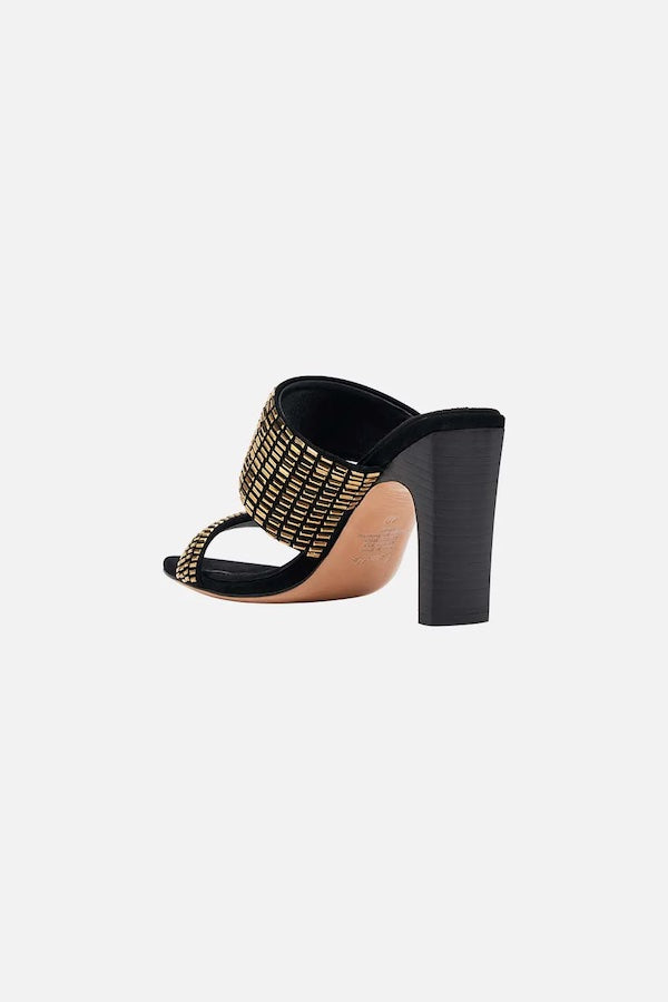 Camila ormskinnsmuff med blockklack 