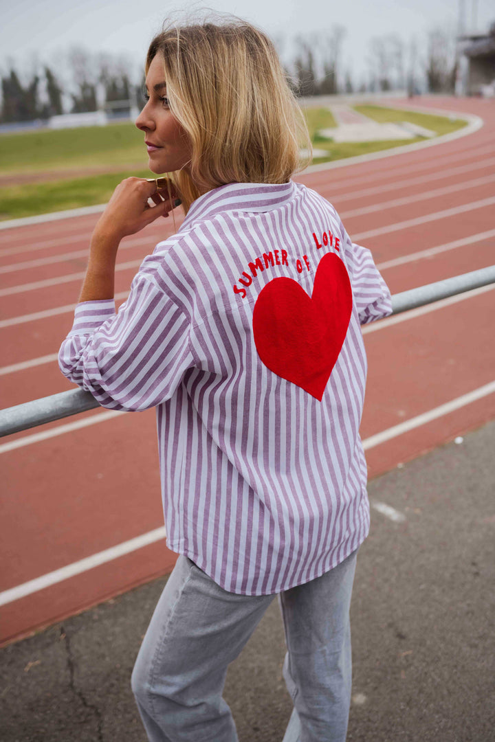 Purple and White Striped Meha Shirt
