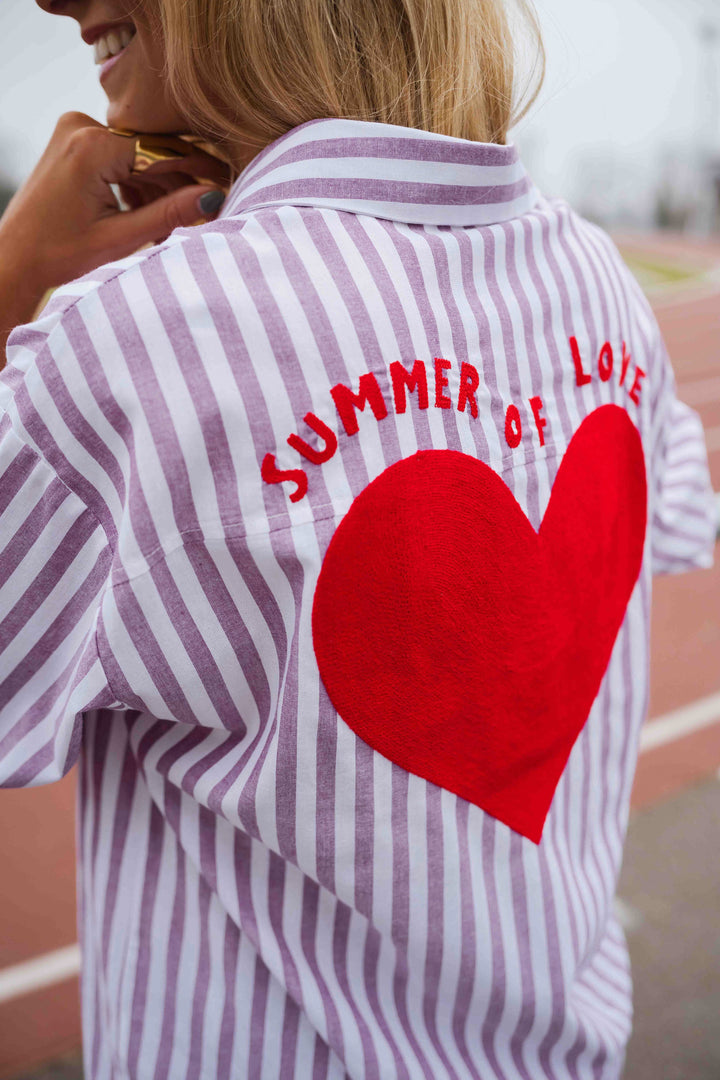 Purple and White Striped Meha Shirt