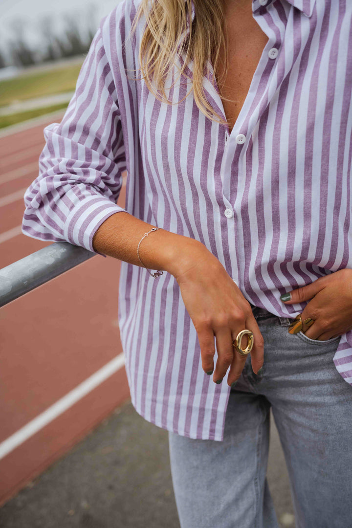 Purple and White Striped Meha Shirt