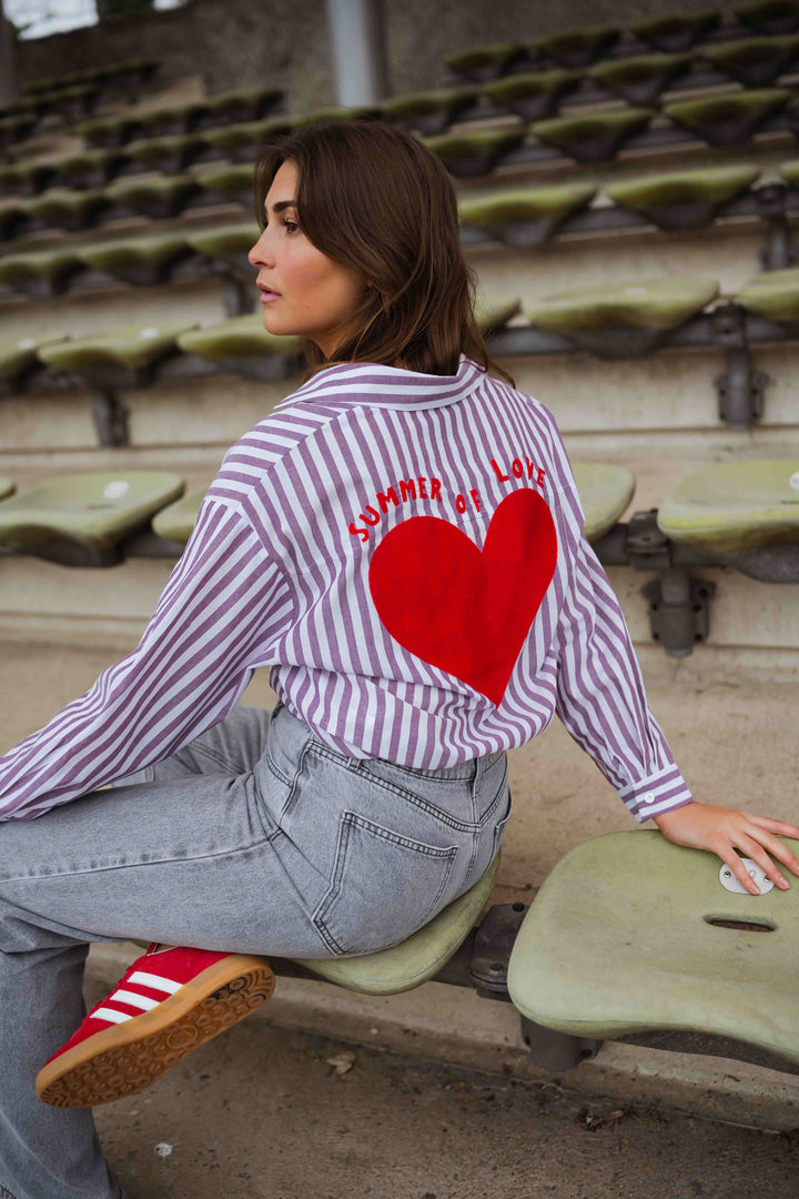 Purple and White Striped Meha Shirt