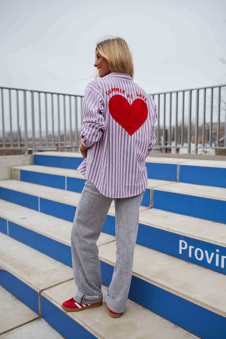 Purple and White Striped Meha Shirt