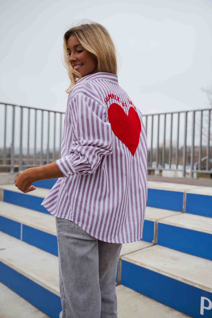 Purple and White Striped Meha Shirt