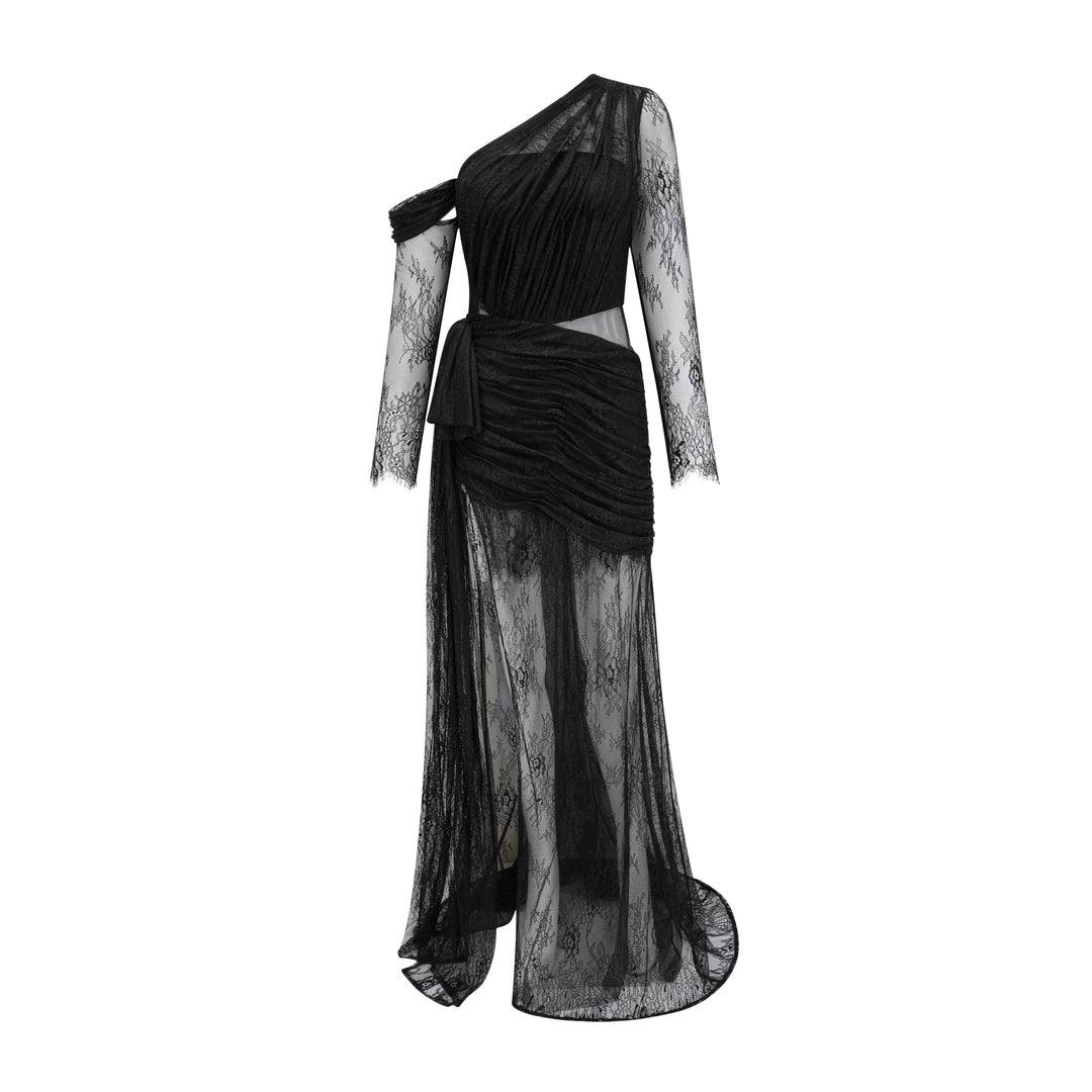 Jeanne black one-shoulder cut-out maxi dress