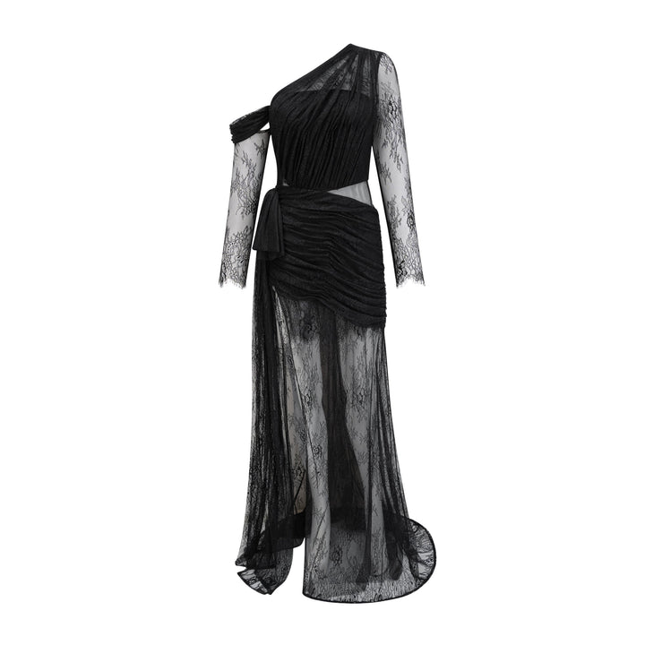 Jeanne black one-shoulder cut-out maxi dress