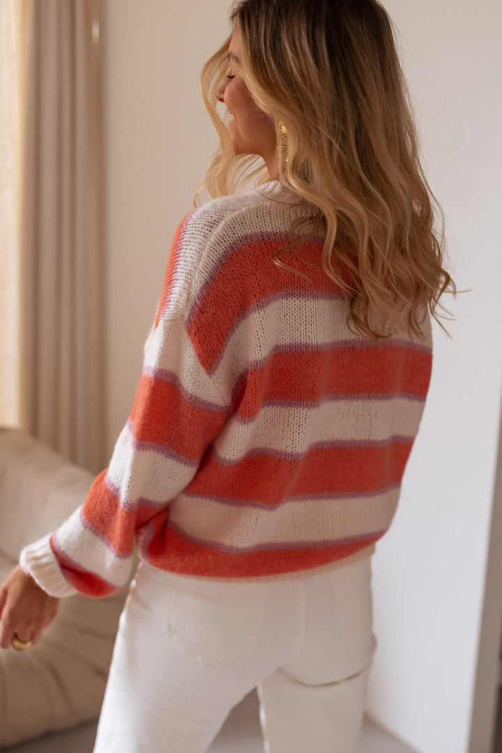 Solvay Orange and Purple Stripe Sweater