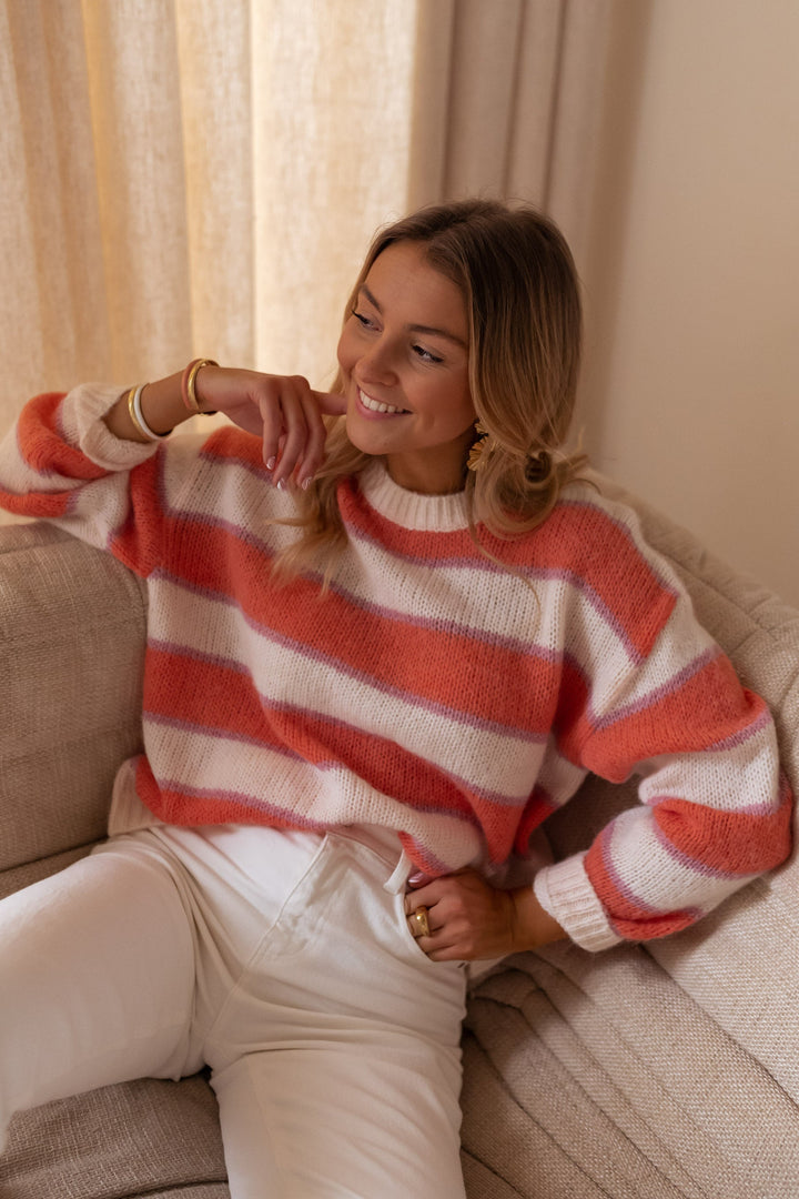 Solvay Orange and Purple Stripe Sweater