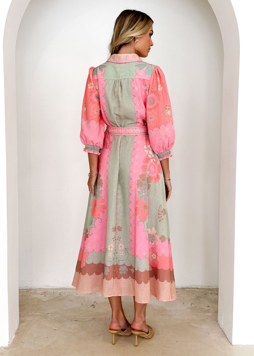Bardot Midi Dress - Melon Floral