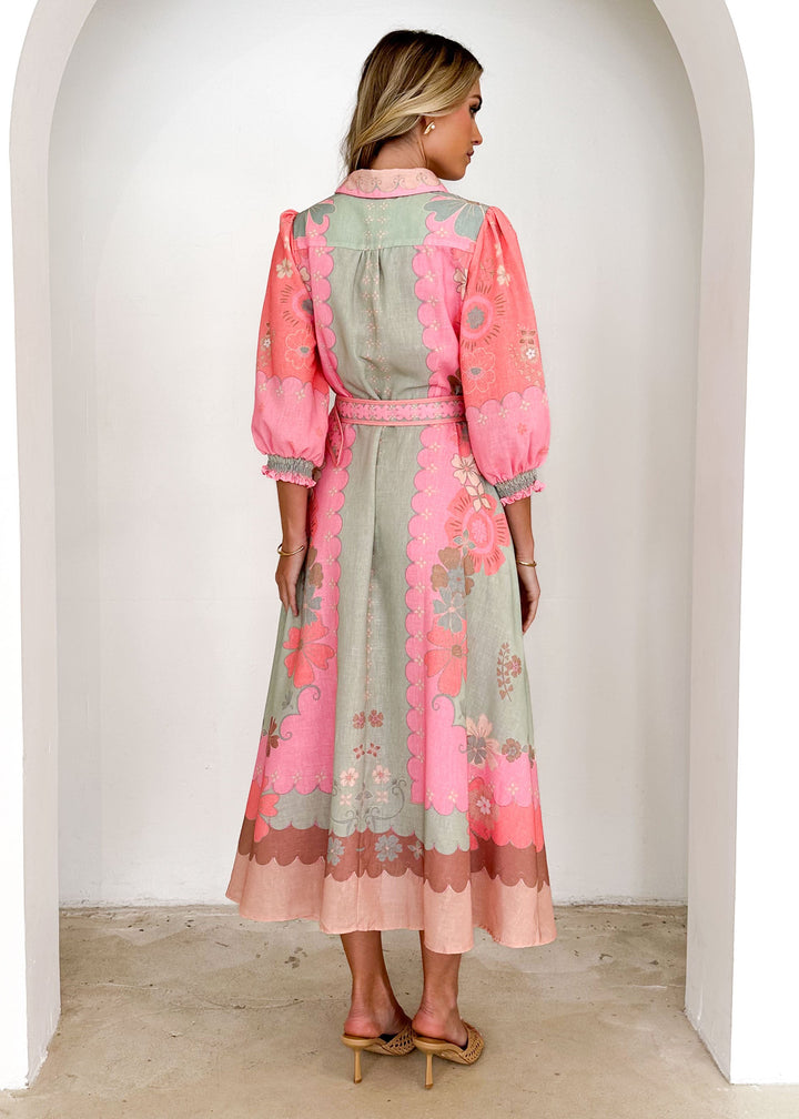 Bardot Midi Dress - Melon Floral