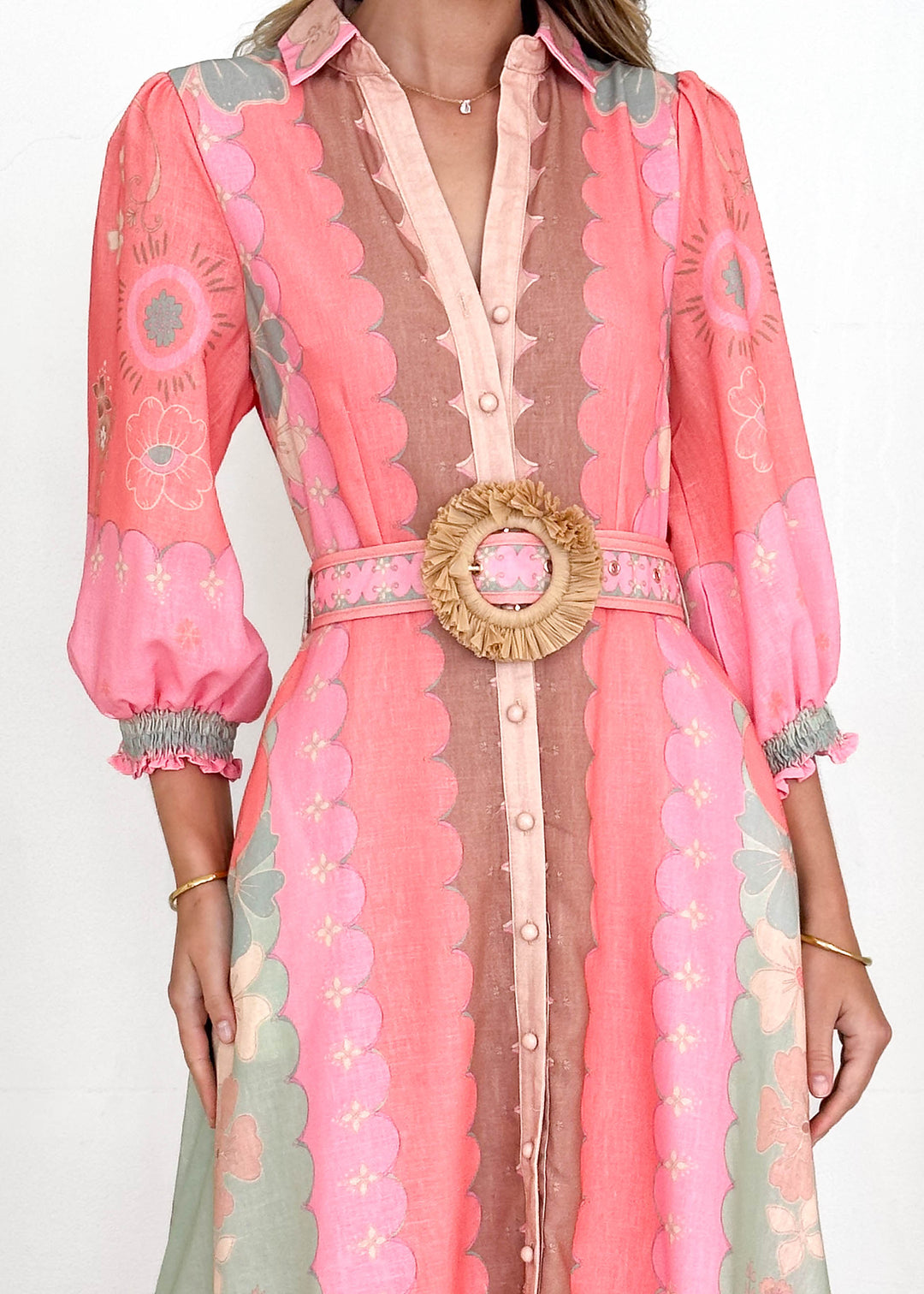 Bardot Midi Dress - Melon Floral