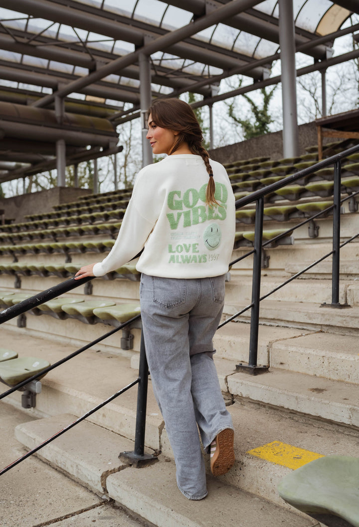 Ecru and Green Vibes Sweater