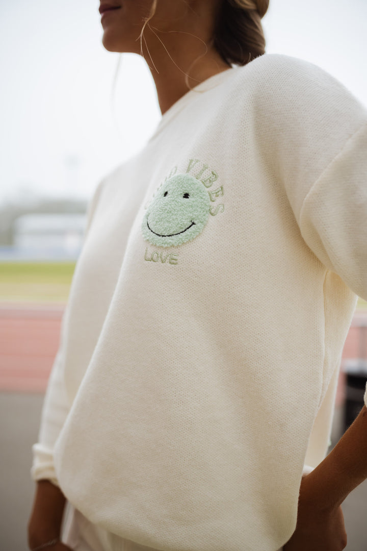 Ecru and Green Vibes Sweater
