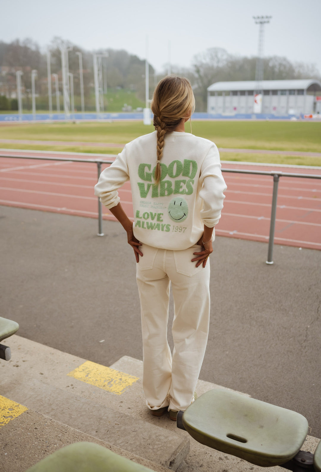 Ecru and Green Vibes Sweater