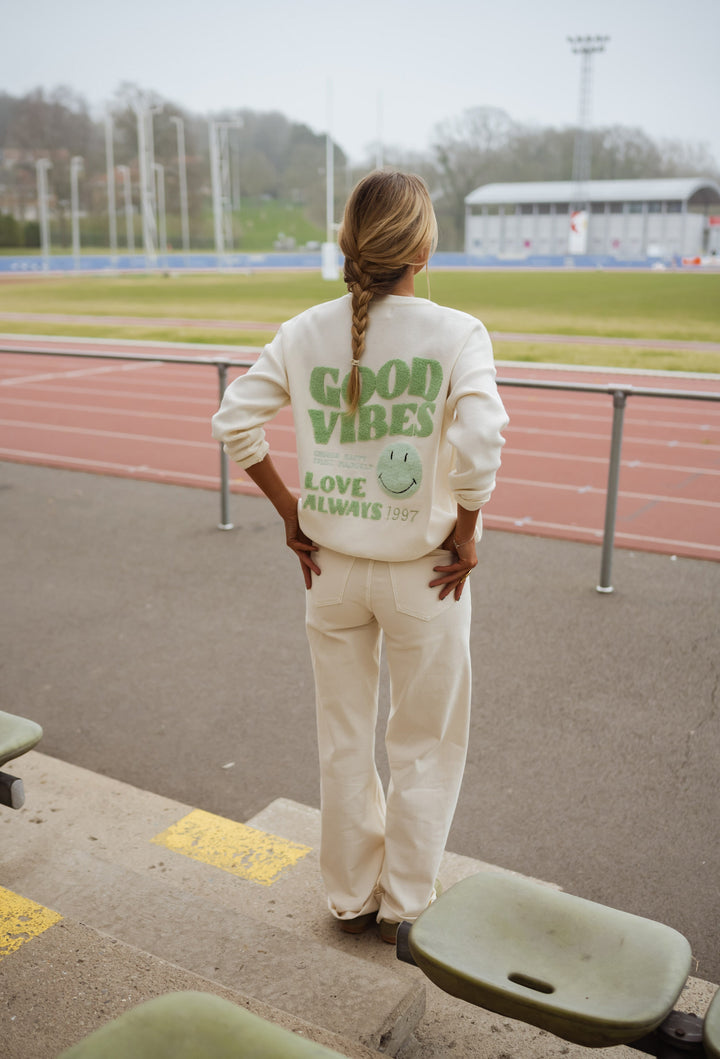 Ecru and Green Vibes Sweater
