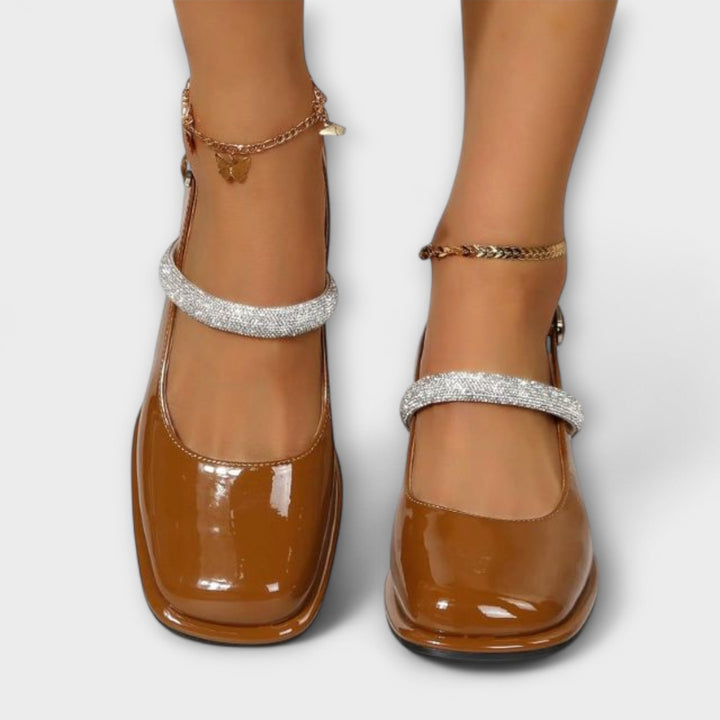 Celandra - Mary Janes met Glitterbandjes en Blokhak