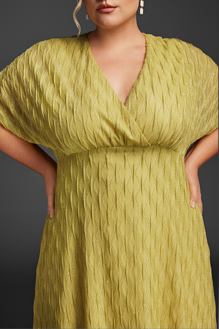 Curveins Plus Size Surplice Ruched Dress 