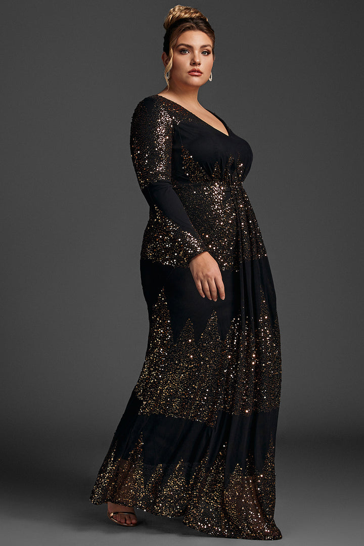 Curveins Plus Size Paljettklänning Maxiklänning 