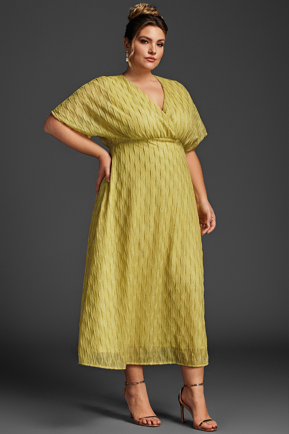 Curveins Plus Size Surplice Ruched Dress 