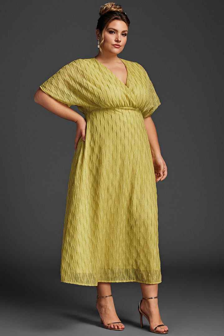 Curveins Plus Size Surplice Ruched Dress 