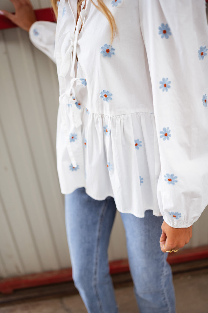 White Floral Haby Blouse